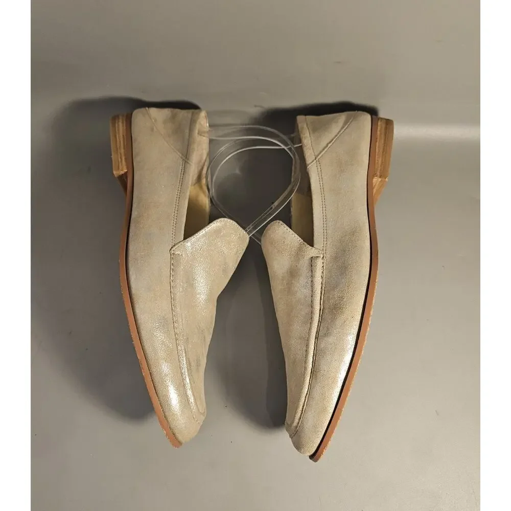 Vince Camuto “Jendeyaz” Shimmering Gold Leather Women's Loafers 10B Comfort